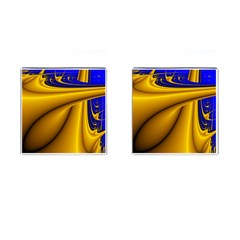 Waves Wave Chevron Gold Blue Paint Space Sky Cufflinks (square) by Mariart