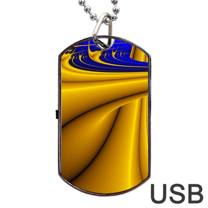 Waves Wave Chevron Gold Blue Paint Space Sky Dog Tag USB Flash (Two Sides)