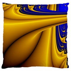 Waves Wave Chevron Gold Blue Paint Space Sky Large Cushion Case (two Sides) by Mariart