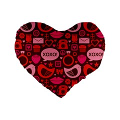 Xoxo! Standard 16  Premium Flano Heart Shape Cushions by Nexatart