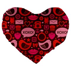 Xoxo! Large 19  Premium Flano Heart Shape Cushions by Nexatart