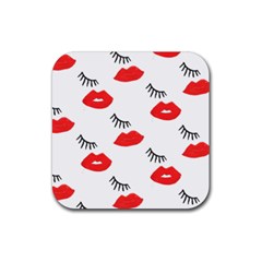 Smooch Pattern Design Rubber Coaster (square)  by Nexatart