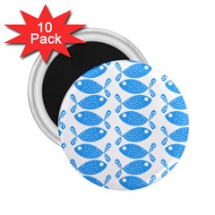 Fish Pattern Background 2 25  Magnets (10 Pack)  by Nexatart