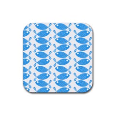 Fish Pattern Background Rubber Coaster (square)  by Nexatart