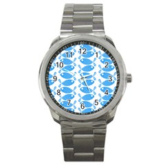 Fish Pattern Background Sport Metal Watch by Nexatart