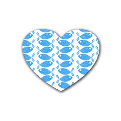 Fish Pattern Background Heart Coaster (4 Pack)  by Nexatart