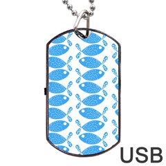 Fish Pattern Background Dog Tag Usb Flash (two Sides) by Nexatart