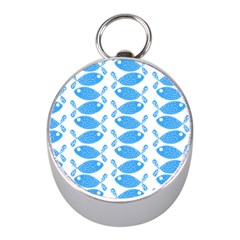 Fish Pattern Background Mini Silver Compasses by Nexatart