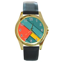 Color Schemes Material Design Wallpaper Round Gold Metal Watch by Nexatart