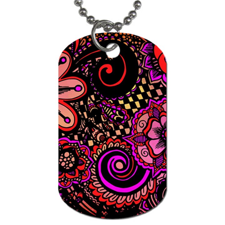 Sunset Floral Dog Tag (One Side)