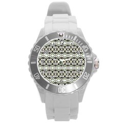 Abstract Camouflage Round Plastic Sport Watch (l) by dflcprints