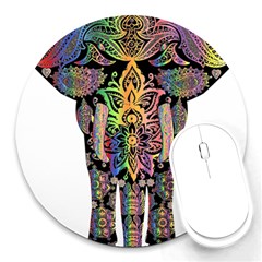 Prismatic Floral Pattern Elephant Round Mousepads by Nexatart