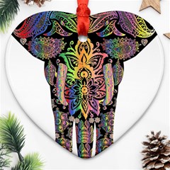 Prismatic Floral Pattern Elephant Ornament (heart) by Nexatart