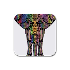 Prismatic Floral Pattern Elephant Rubber Square Coaster (4 Pack)  by Nexatart