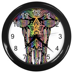 Prismatic Floral Pattern Elephant Wall Clocks (black) by Nexatart