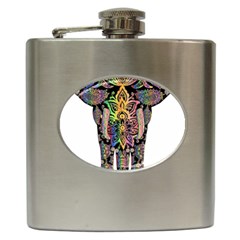 Prismatic Floral Pattern Elephant Hip Flask (6 Oz) by Nexatart