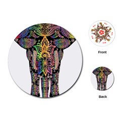 Prismatic Floral Pattern Elephant Playing Cards (round)  by Nexatart