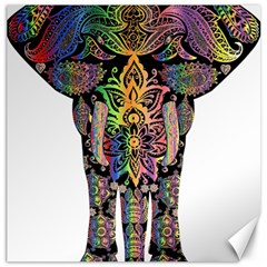 Prismatic Floral Pattern Elephant Canvas 12  X 12   by Nexatart