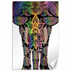 Prismatic Floral Pattern Elephant Canvas 24  X 36  by Nexatart