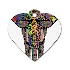 Prismatic Floral Pattern Elephant Dog Tag Heart (two Sides) by Nexatart