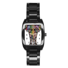 Prismatic Floral Pattern Elephant Stainless Steel Barrel Watch by Nexatart