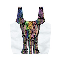 Prismatic Floral Pattern Elephant Full Print Recycle Bags (m)  by Nexatart