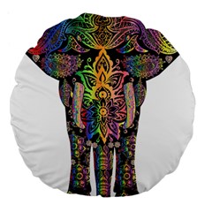 Prismatic Floral Pattern Elephant Large 18  Premium Flano Round Cushions by Nexatart