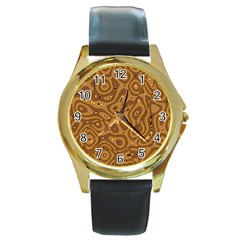 Giraffe Remixed Round Gold Metal Watch by Nexatart