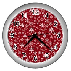 Merry Christmas Pattern Wall Clocks (silver)  by Nexatart