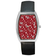 Merry Christmas Pattern Barrel Style Metal Watch by Nexatart