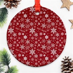 Merry Christmas Pattern Round Ornament (two Sides) by Nexatart