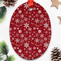 Merry Christmas Pattern Oval Ornament (two Sides) by Nexatart