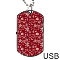 Merry Christmas Pattern Dog Tag Usb Flash (one Side) by Nexatart