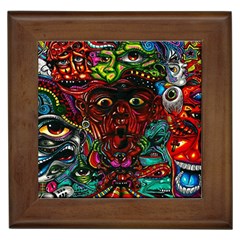 Abstract Psychedelic Face Nightmare Eyes Font Horror Fantasy Artwork Framed Tiles by Nexatart