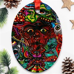 Abstract Psychedelic Face Nightmare Eyes Font Horror Fantasy Artwork Ornament (oval) by Nexatart