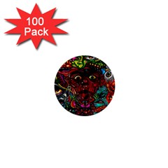 Abstract Psychedelic Face Nightmare Eyes Font Horror Fantasy Artwork 1  Mini Buttons (100 Pack)  by Nexatart