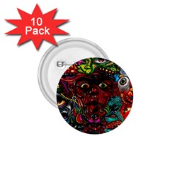 Abstract Psychedelic Face Nightmare Eyes Font Horror Fantasy Artwork 1 75  Buttons (10 Pack) by Nexatart