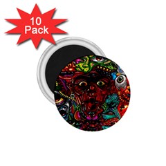 Abstract Psychedelic Face Nightmare Eyes Font Horror Fantasy Artwork 1 75  Magnets (10 Pack)  by Nexatart