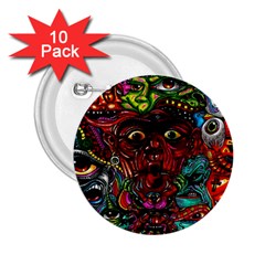 Abstract Psychedelic Face Nightmare Eyes Font Horror Fantasy Artwork 2 25  Buttons (10 Pack)  by Nexatart