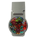 Abstract Psychedelic Face Nightmare Eyes Font Horror Fantasy Artwork Money Clips (Round)  Front