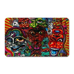 Abstract Psychedelic Face Nightmare Eyes Font Horror Fantasy Artwork Magnet (rectangular) by Nexatart