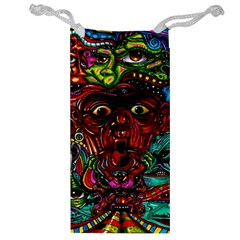 Abstract Psychedelic Face Nightmare Eyes Font Horror Fantasy Artwork Jewelry Bag by Nexatart