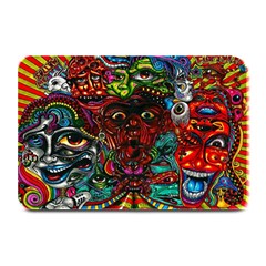 Abstract Psychedelic Face Nightmare Eyes Font Horror Fantasy Artwork Plate Mats by Nexatart