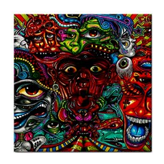 Abstract Psychedelic Face Nightmare Eyes Font Horror Fantasy Artwork Face Towel by Nexatart