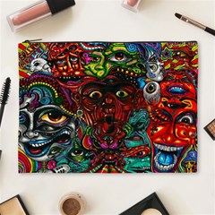 Abstract Psychedelic Face Nightmare Eyes Font Horror Fantasy Artwork Cosmetic Bag (xl) by Nexatart