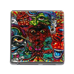 Abstract Psychedelic Face Nightmare Eyes Font Horror Fantasy Artwork Memory Card Reader (square) by Nexatart