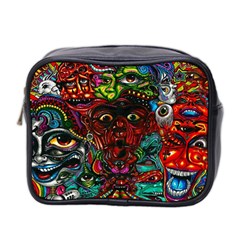 Abstract Psychedelic Face Nightmare Eyes Font Horror Fantasy Artwork Mini Toiletries Bag 2-side by Nexatart