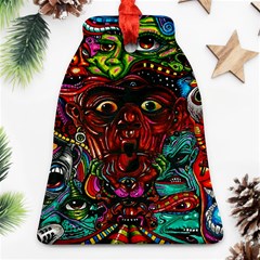 Abstract Psychedelic Face Nightmare Eyes Font Horror Fantasy Artwork Bell Ornament (two Sides) by Nexatart