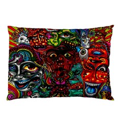 Abstract Psychedelic Face Nightmare Eyes Font Horror Fantasy Artwork Pillow Case (two Sides) by Nexatart