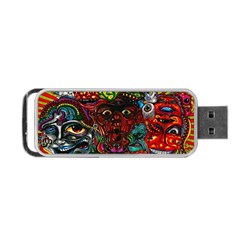 Abstract Psychedelic Face Nightmare Eyes Font Horror Fantasy Artwork Portable Usb Flash (two Sides) by Nexatart